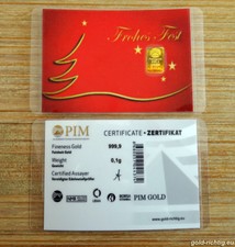 0,1 Gramm PIM Nadir Goldbarren FROHES FEST 0,10g Gold Barren Weihnachtsgeschenk
