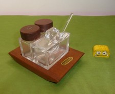 Teakholz Glas   alte kleine