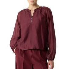 COMMA CASUAL IDENTITY Bluse Dunkelrot Bubble-Saum Größe 40