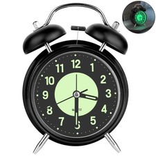4 inch Doppelglockenwecker mit Nachtlicht Lauter Alarm Wecker Retro kein Ticken
