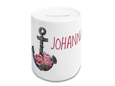 Spardose Anker Blumen mit Name