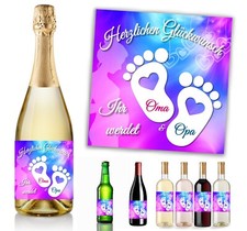 1 Aufkleber Flaschenetikett Ihr werdet Oma Opa - Ankündigung Baby Großeltern