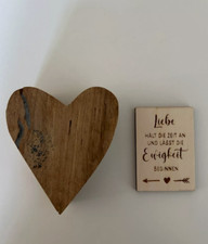 Deko Herz Treibholz Skulptur - Handarbeit mit Schild und Spruch Liebe ca. 10 cm