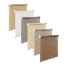 FENSTERROLLO NATUR FARBEN BAMBUS OPTIK GRAU WEISS BEIGE BRAUN GRAU OHNE BOHREN