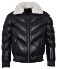 Herren Puffer Lederjacke