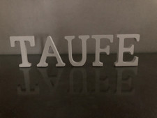 Tischdeko, Holzbuchstaben T A U F E, 8 cm hoch, aus umweltfreundlichem Holz