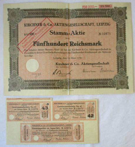 500 reichsmark aktie kirchner - aktie,