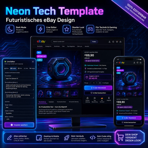 Ebay vorlage 2026 neon - ebay, tech