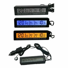 12V, 24V Auto LED Digital Uhr In/Außentemperatur KFZ Thermometer Spannungsmesser