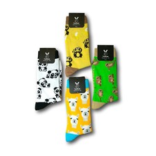 TwoSocks lustige Socken, 4er Set Socken Tiere - Alpaka Faultier Panda Affe Motiv