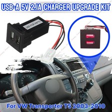 Auto Daul USB-A Ladegerät Buchse Rot Licht Steckdose für   Transporter T5 03-10