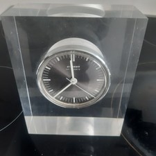 Staiger Quartz Tischuhr im dicken Glasblock - Glasquader - Uhr - volle Funktion