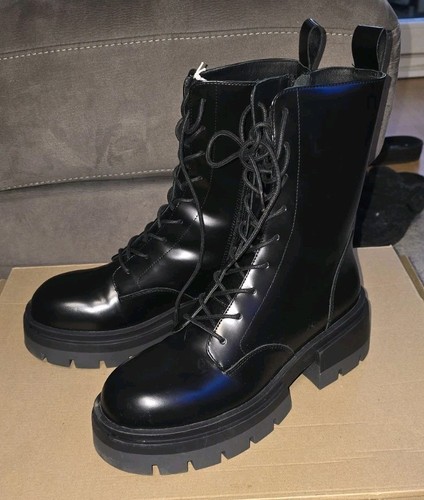 Damen schwarz leder boots - h&m,