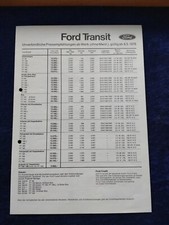 FORD Transit Preisliste