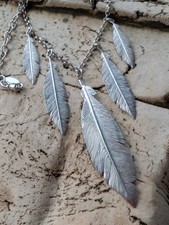 Tolles Collier Indianerschmuck Canyon 925 Silber Mit zarten Federn Länge cm