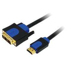 LogiLink CHB3103 3m Adapter Kabel HDMI zu DVI, DVI zu HDMI Schwarz/Blau