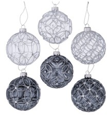 6 STK Glas Weihnachtskugeln XL