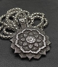 Blume des Lebens Ornament Anhänger Edelstahl Halskette Mandala Lebensblume K111C