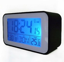 Funkuhr mit Thermometer Funkwecker wecker Tischuhr schwarz (NR4491-s)