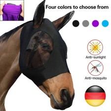 Pferd Anti Fliegenmaske Kapuze Vollgesichtsnetz Schutz Pferdemaske Anti-UV DHL