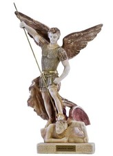 Heiliger Michael Erzengel besiegt Luzifer Statue Skulptur Steinguss
