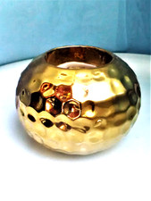 Keramik Kerzenhalter Jugendstil Bauhaus Art Deco Design Kugel golden Vintage