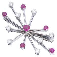 Brosche Rubine Brillanten 750er Weißgold Vintage