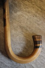 Gehstock holz antiker Wanderstock Herren Metallspitze Plakette Staaten