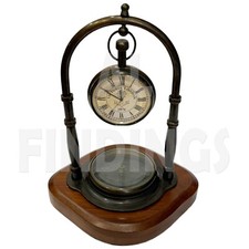 Antik Vintage Stil Typ Messing Taschenuhr Ausstellungs-Ständer Gebaut IN Kompass