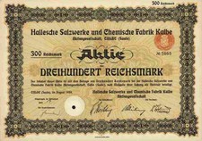 Hallesche Salzwerke Chemie 1938 Calbe Saale VEB Schlettau 300 RM Zollsiegel NL #