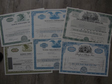 6 Stück historische US-Aktien,  4 mit Abb. eines Weißkopfadlers in der Vignette