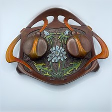 Jugendstil Schreibtischgarnitur Tintenbehälter, Schmuckablage oder als Saliere