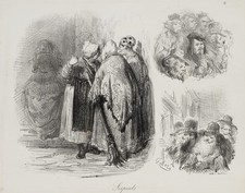 G. DORÉ (1832-1883), Gerüchte in der Stadt,  1854, Lithographie Realismus