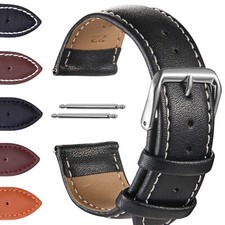 Echtleder Uhrenarmband Braun Schwarz Ersatz Lederband Basic Leder 16 18 20 22 24