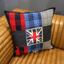 KISSEN DEKOKISSEN BRITISCHE FLAGGE VINTAGE SHABBY SHIC KARO KARIET ENGLISCH NEU