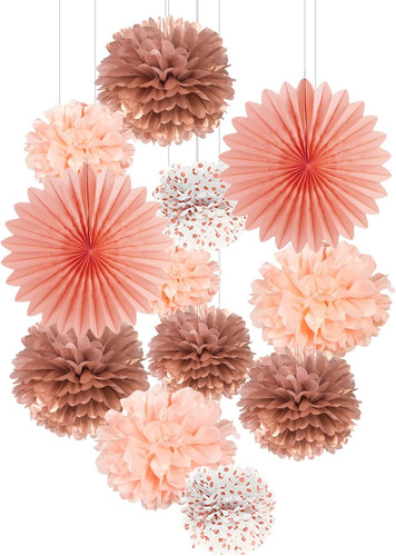 Roségold deko 12pcs pompons - roségold,