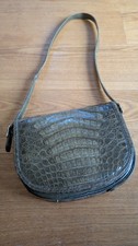 Krokotasche Vintage Leder grün Krokodilleder 70er Jahre