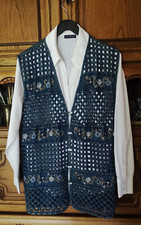 Frauen Weste,ärmellose Jacke,Jeans weste vintage, blau, Gr 44