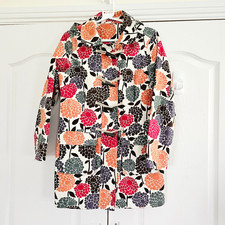 Boden Rainy Days Dufflecoat Jacke Gr. 10 bunt geblümt Baumwolle Kapuze Regenmantel