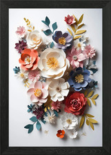 Bunte Papierblumen gerahmtes