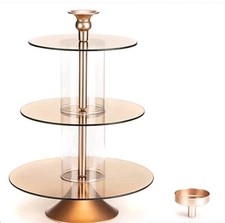 ABELLA Casa Design-Etagere 3 Glas-Böden inkl. Deko-Zylinder Ga