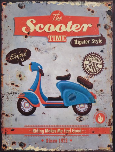 Blechschild scooter time - blechschild, "scooter