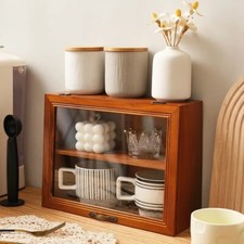 Vintage glasvitrine holz - glasvitrine, –