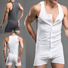 DE Herren Sexy Einteiler Unterwäsche Bodys Bein Unterhemd Herrenbody Overalls