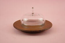 vintage Holzmanufaktur Oberaichen Teak Butterglocke Butterdose Kaviar Glasschale