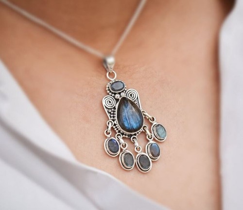 Blue fire labradorit 925 - blue,