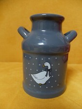 Milchkanne Topf  Pflanzkübel Eimer Henkel Griff Landhaus grau mit Gansmotiv NEU