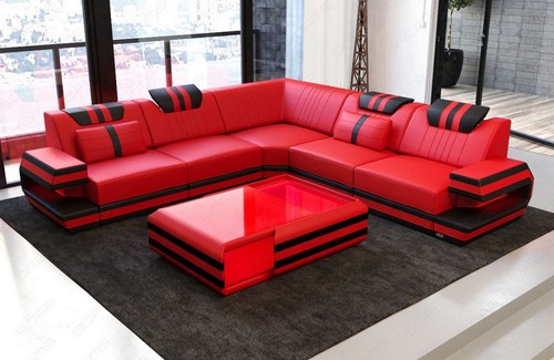 Ledercouch ecksofa led sofa - ecksofa,