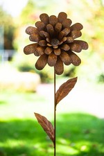 Gartenstecker Blume Metall Rost Gartendeko Edelrost Dahlie Garten Deko