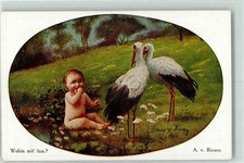39282044 - Klapperstorch Baby sign. Arno v. Riesen Storch